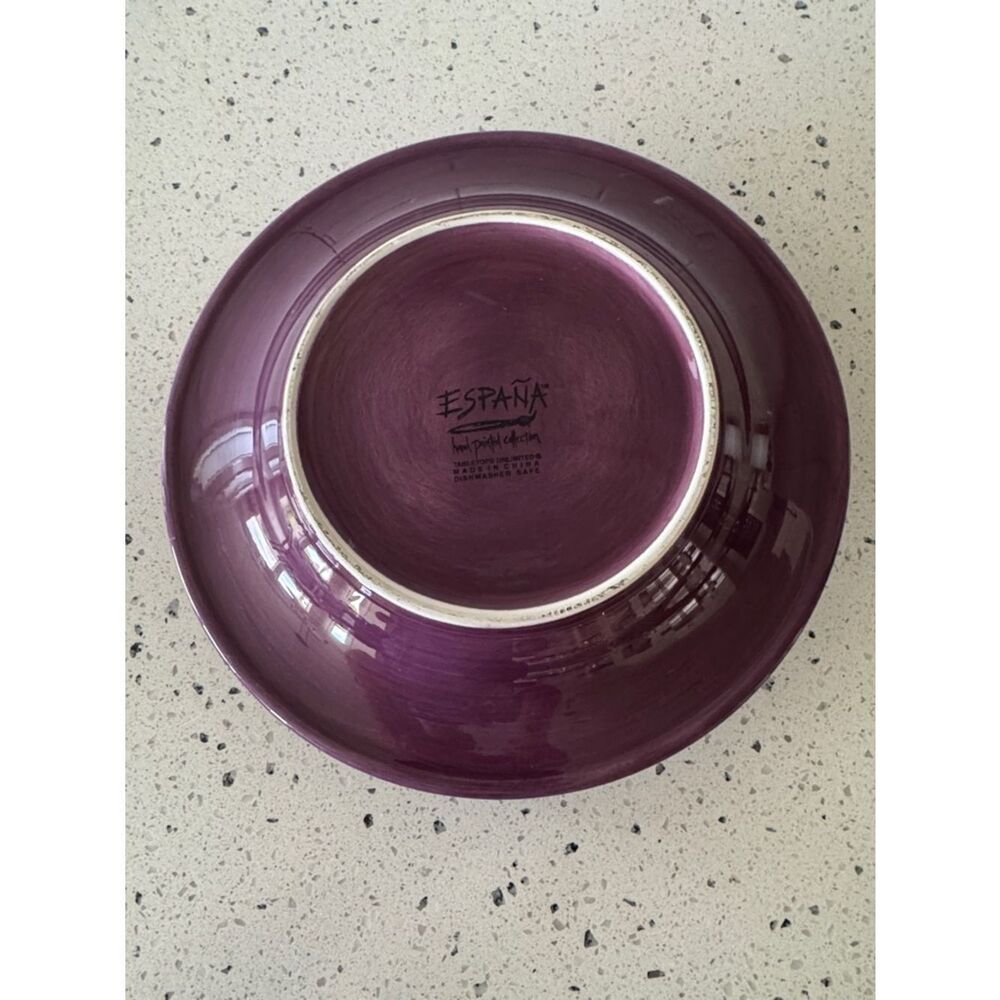 España Hand painted Collection Ceramic Purple Plum Dinner Plates Lot of 2 - Picture 3 of 7